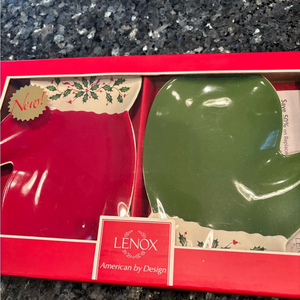 Lenox Red and Green Holiday Accent Plates